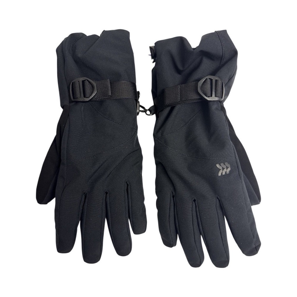 All in Motion Black Solid Winter Gloves L/XL Buckle Accent Wrist Length Sports